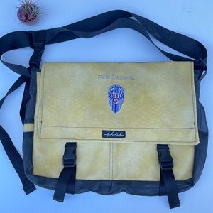 FLAT yellow messenger bag recycled bike tubes